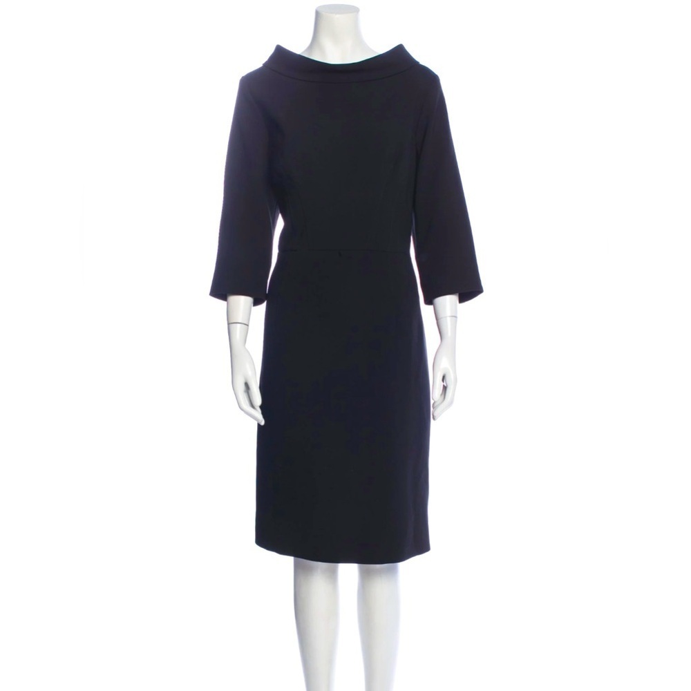 Rickie Freeman for Teri Jon Black Jackie-O Crepe Sheath Dress Size16